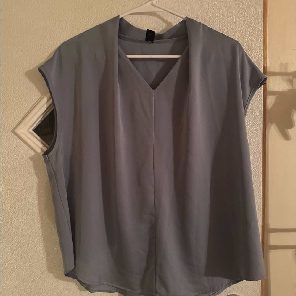 SHEIN V-Neck Gray Blouse